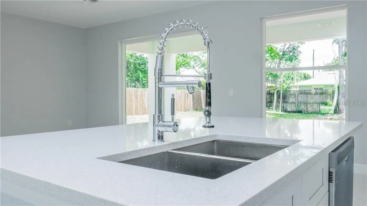 Kitchen sink and island