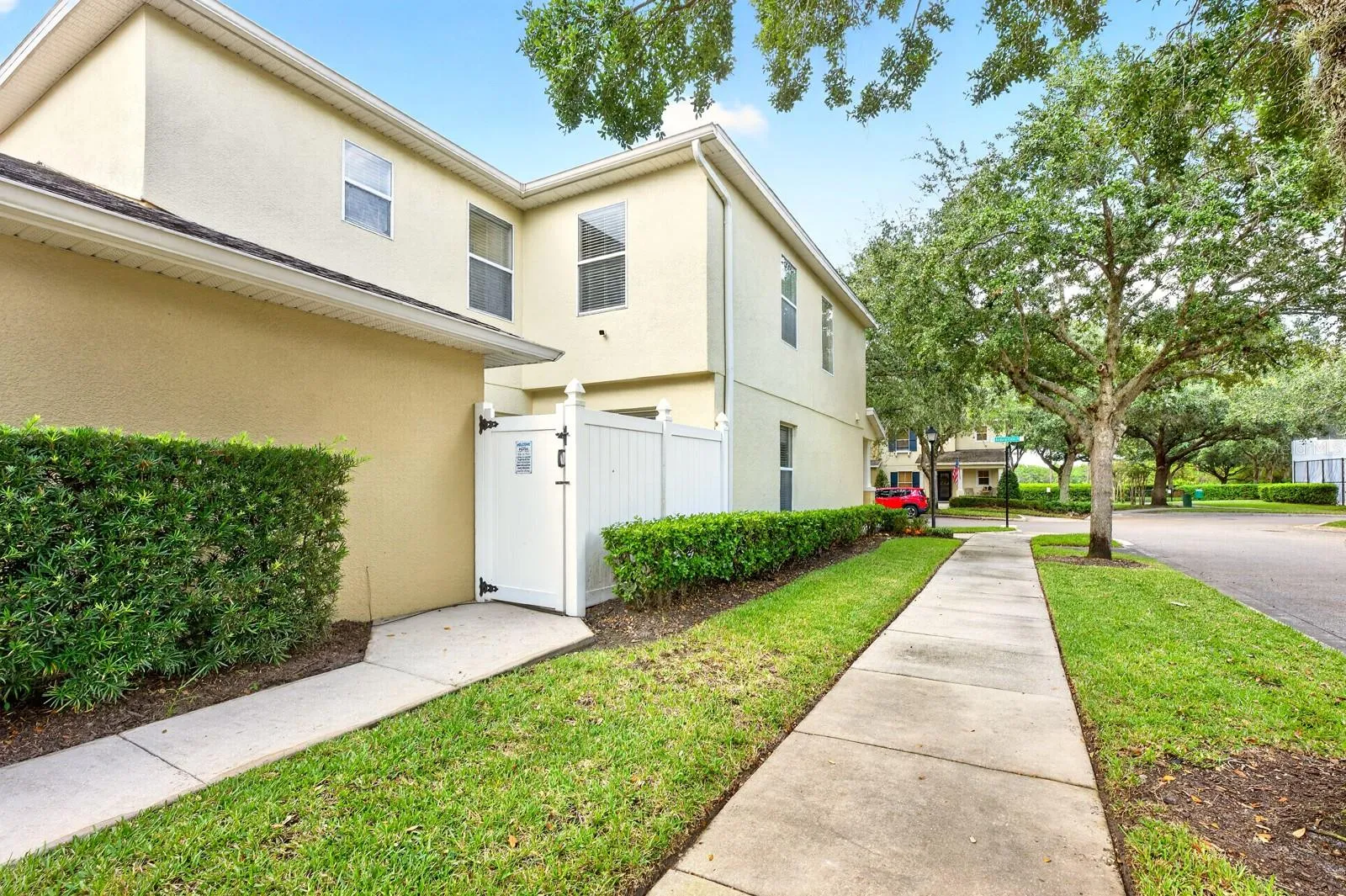 The home sits on a corner lot.