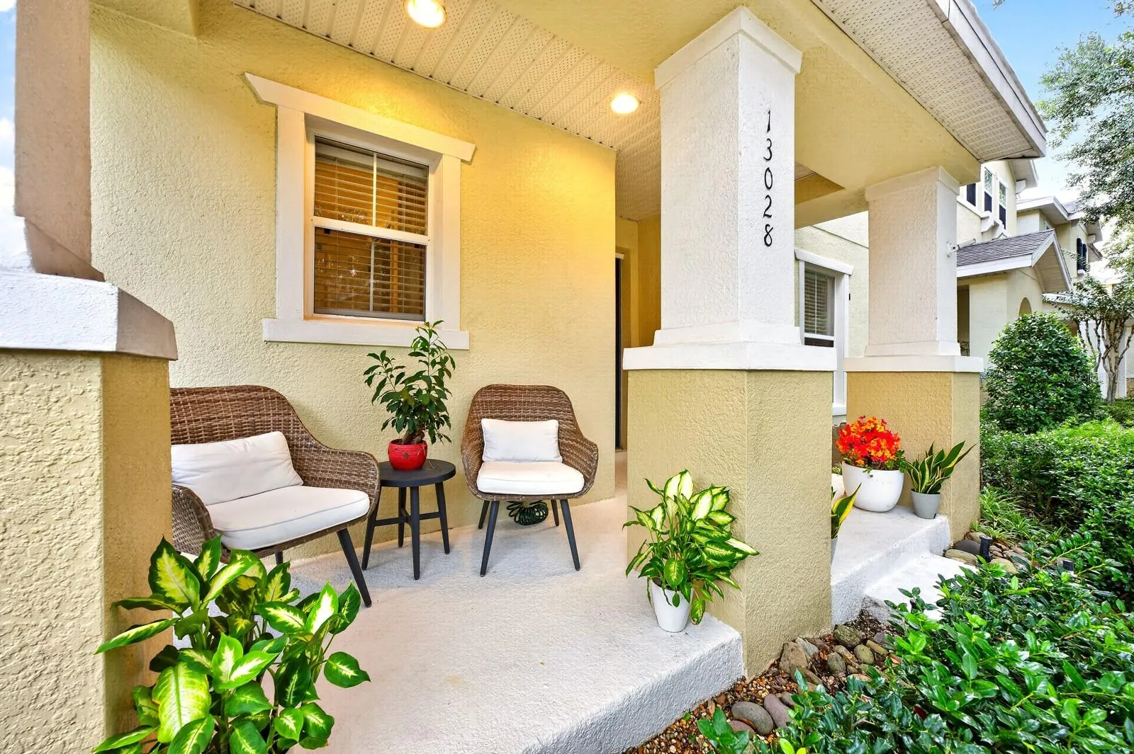A charming covered front porch welcomes you.