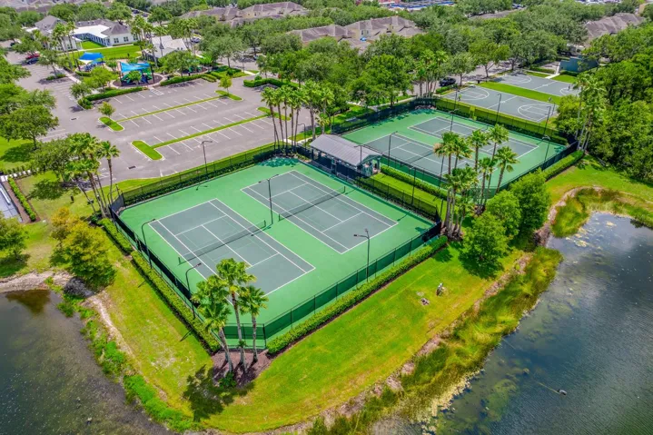 Aerial view of the tennis courts