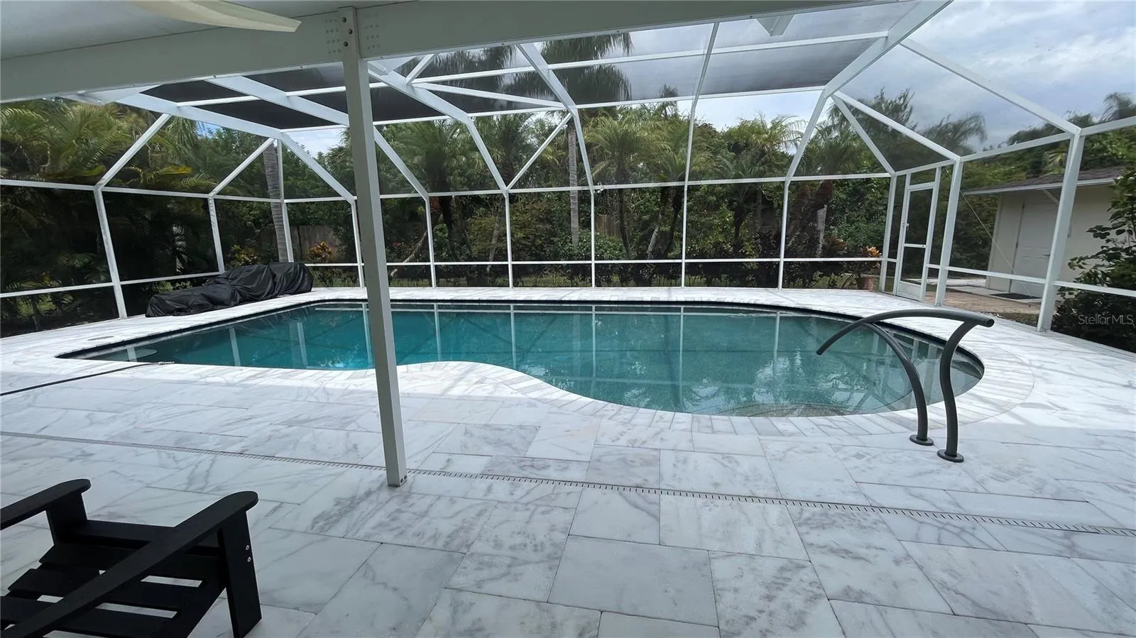 Shed off pool.