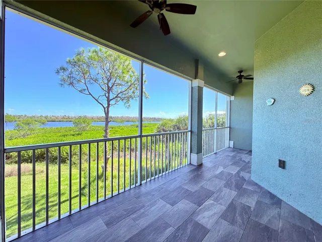 2nd floor balcony with tiled flooring!
