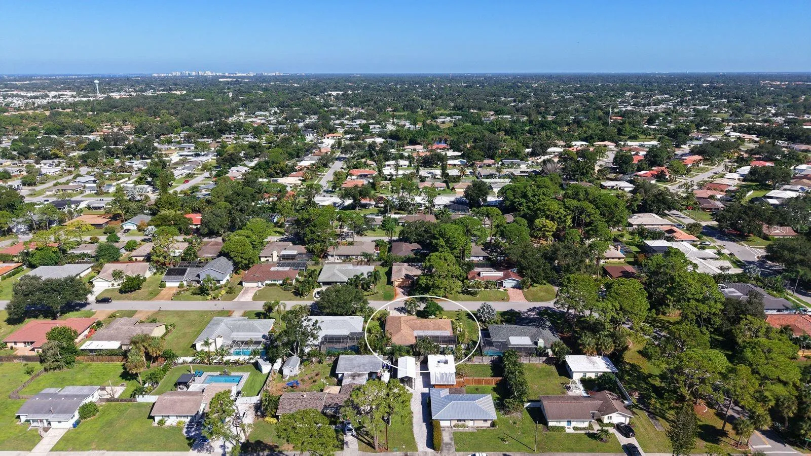 Aerial showing the proximity to cultural, downtown Sarasota (upper left).
