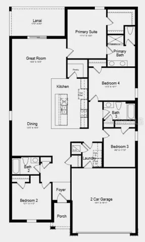 Floor Plan - Additional Highlights include: Laundry package, GE refrigerator, and whole house 2" faux blinds