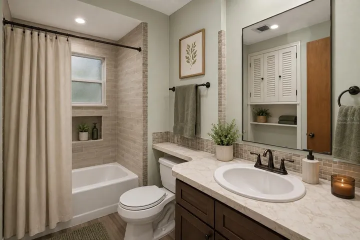 Virtually staged bathroom
