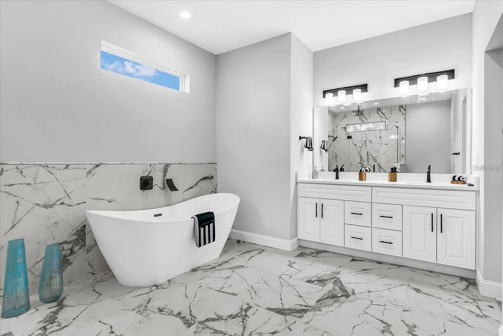 Master Bathroom With Dual Sinks