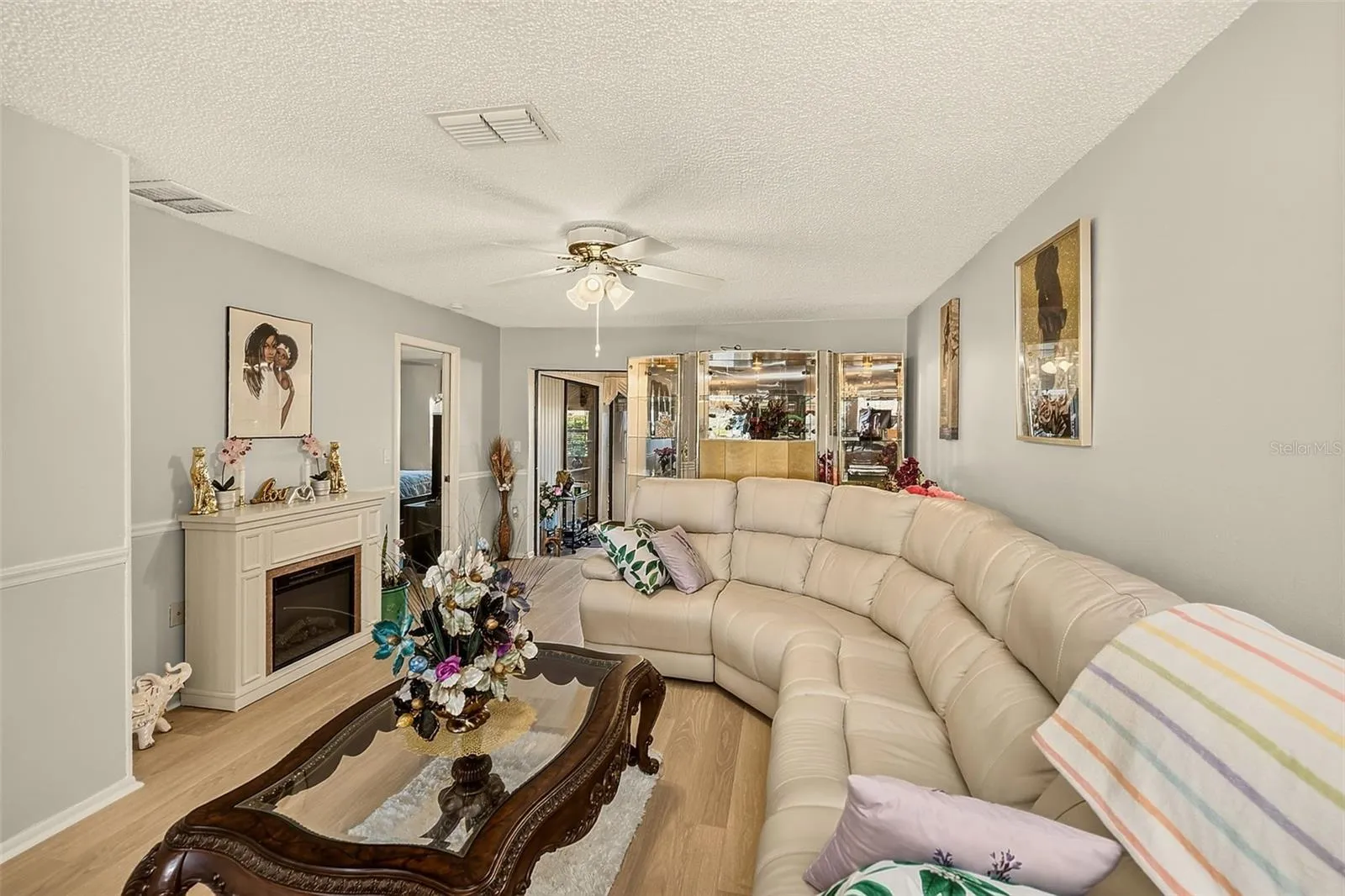 View of living room with fireplace