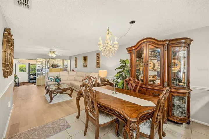 View of dining room and living room and bonus room