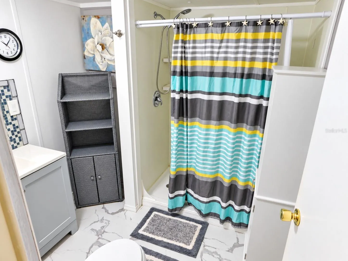 Step in shower.