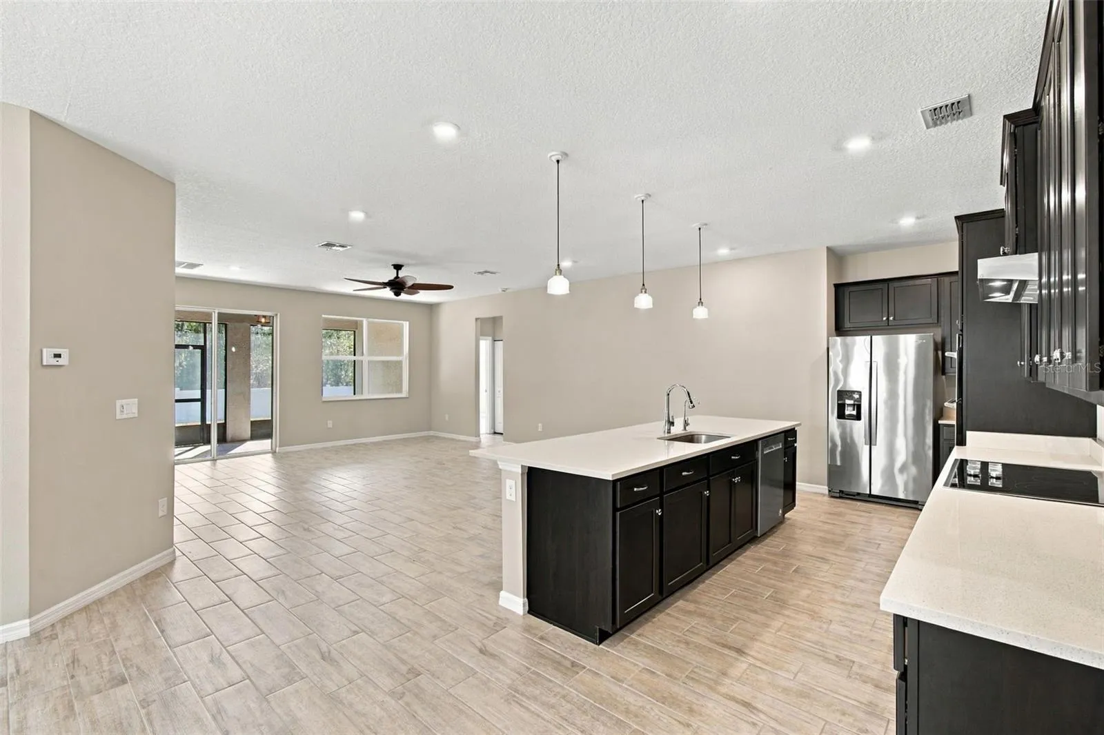 Kitchen and Living Room views