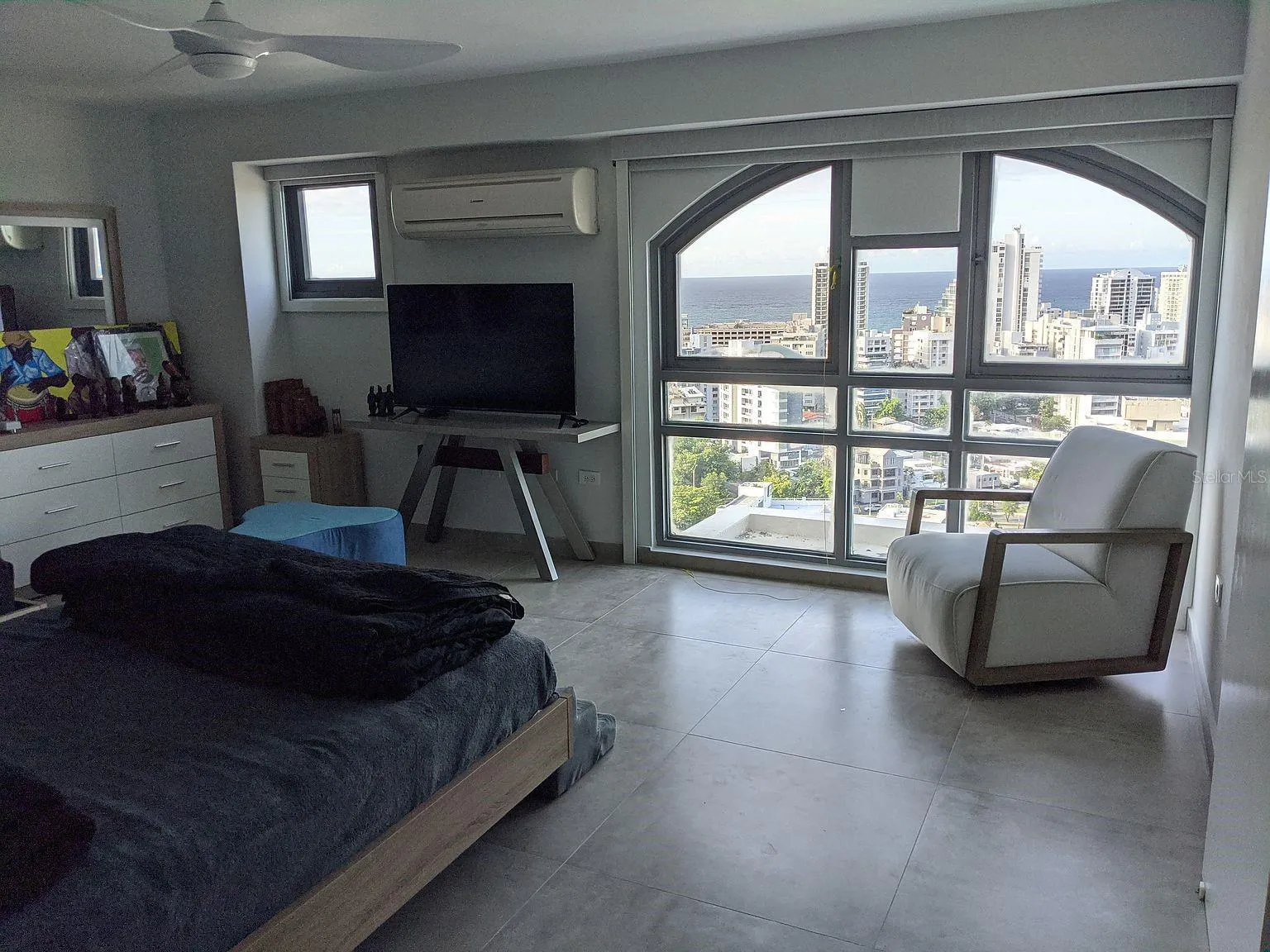 Bedroom 2 – arched windows with ocean view