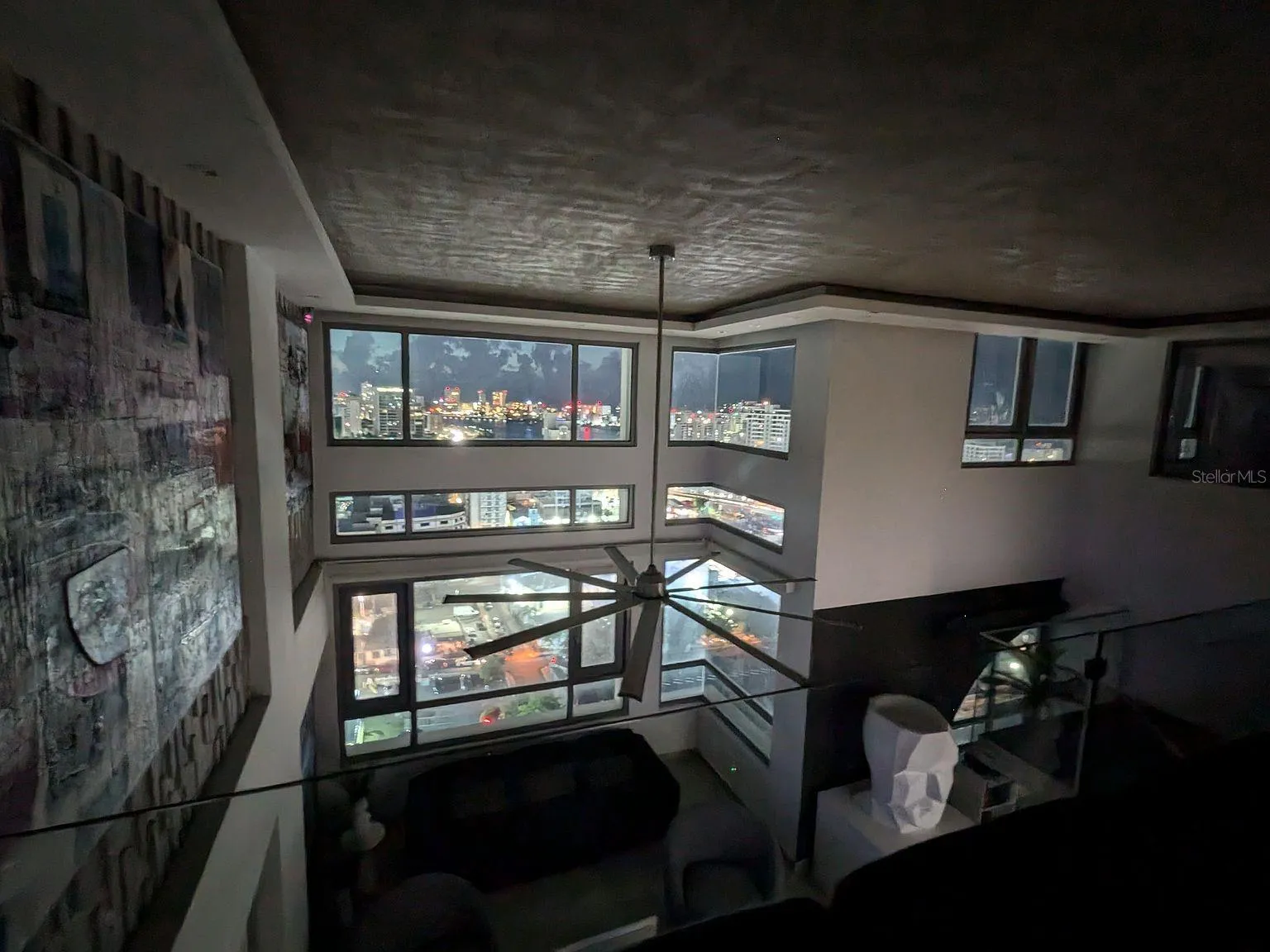Living room – night city views from loft
