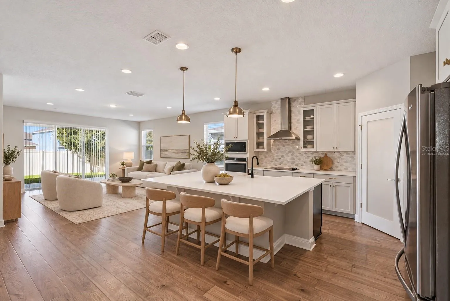 Virtually Staged Kitchen and Family Room