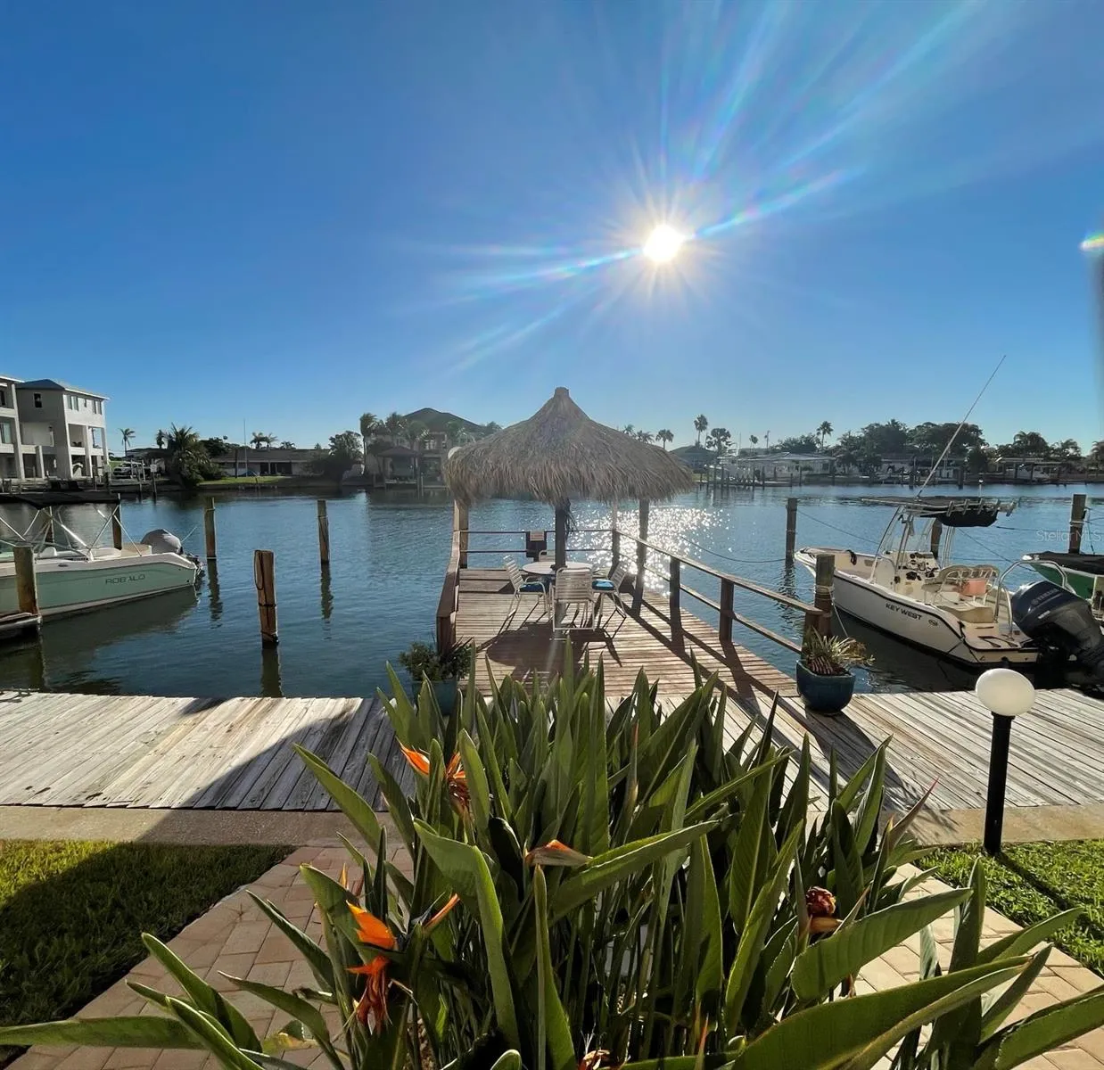 Rear exit view of the dock &amp; water side tiki