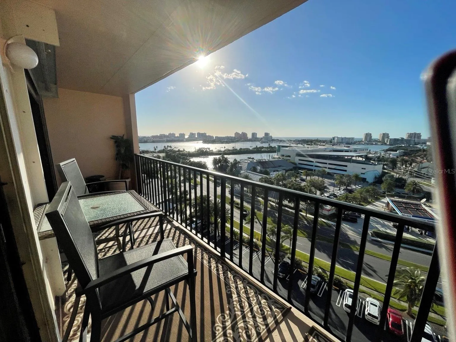 Private balcony overlooking Clearwater Beach and waterways