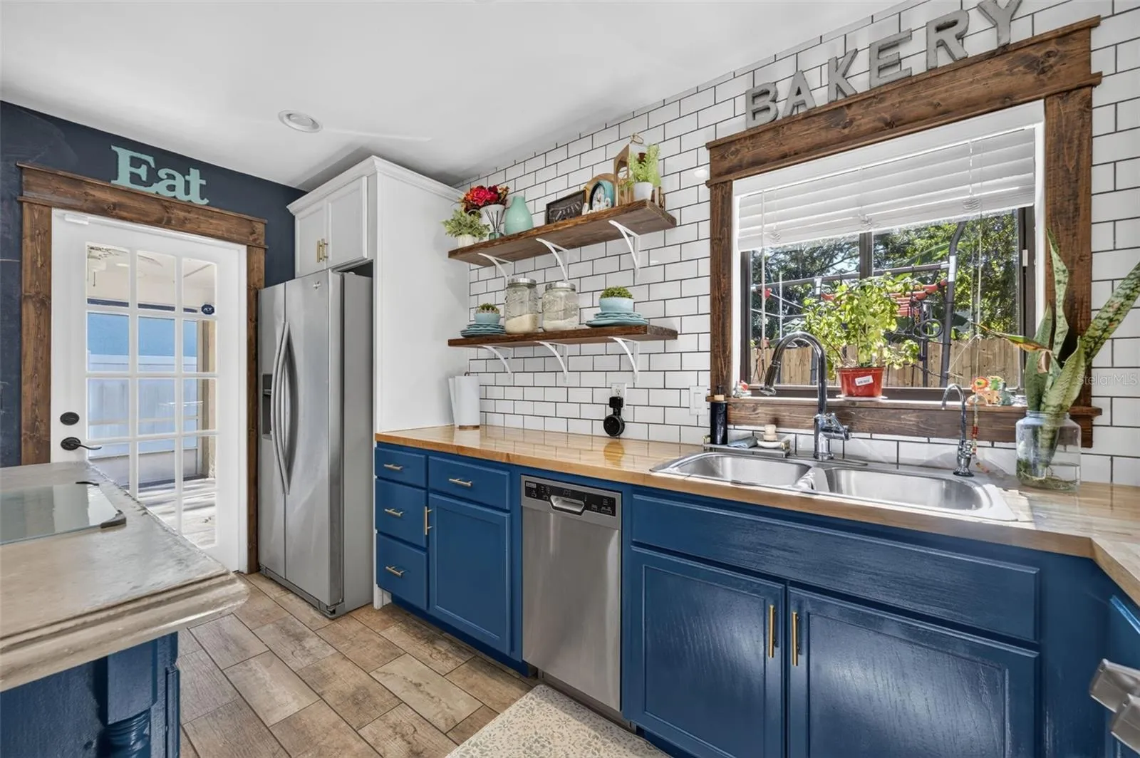 Kitchen and French door to the back porch