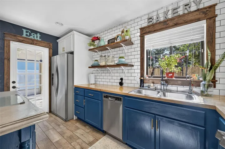 Kitchen and French door to the back porch
