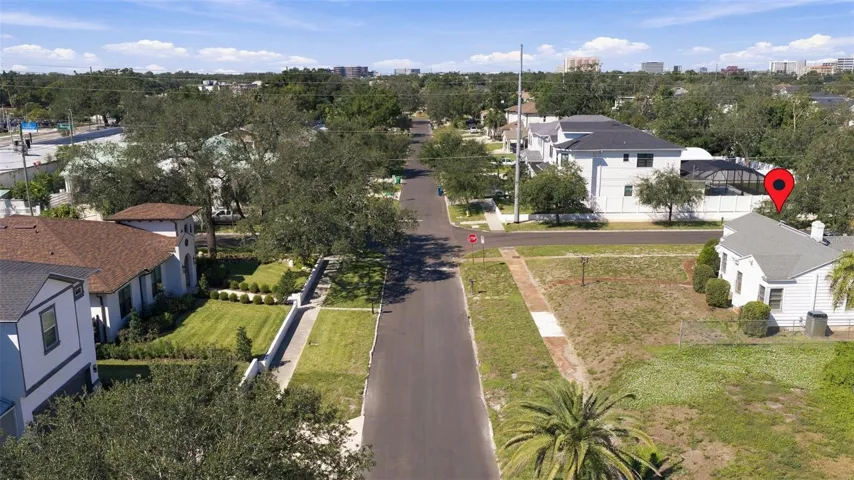 Overhead view West on North A Street to Westshore and Tampa International Airport