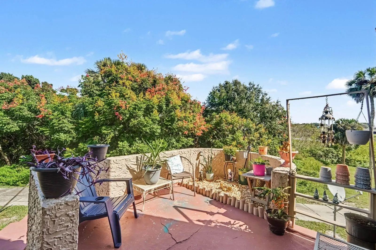 Expansive Back Patio with Mature Trees &amp; Scenic Countryside Views