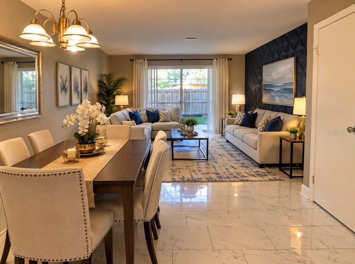 virtual staged living/dining room