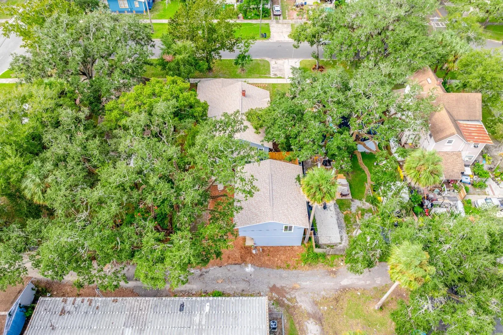Aerial view of the back of the home