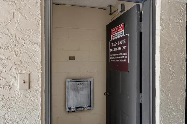 Convenient Trash Shoot, Just Outside Storage Unit