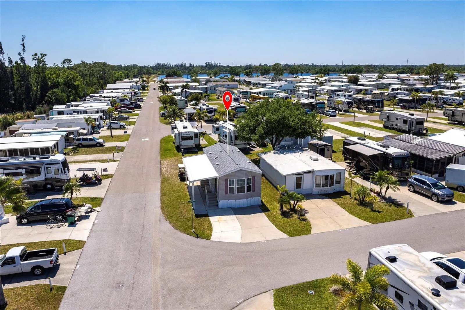Aerial of home at end of Trout street corner lot