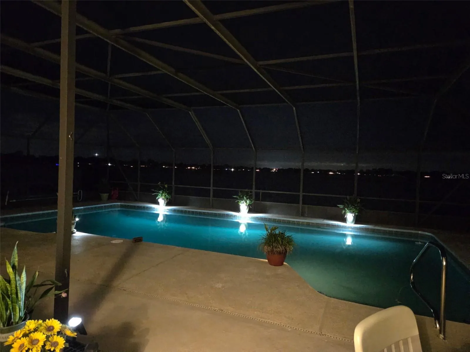 Pool view after dark