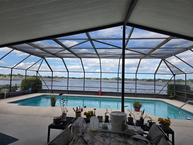 Pool view overlooking Lake Theresa