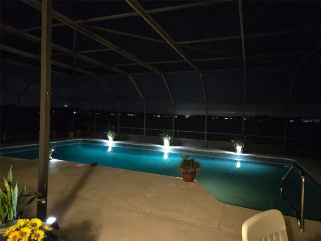 Pool view after dark