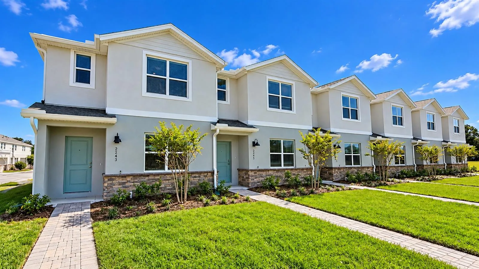 Front exterior - corner townhome.