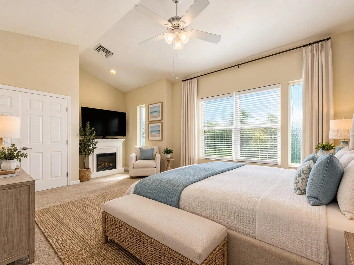 Virtually staged primary suite