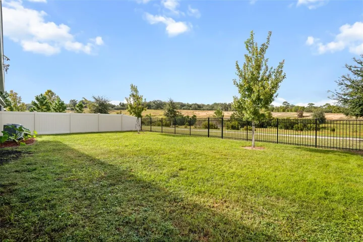 View of back yard and greenbelt