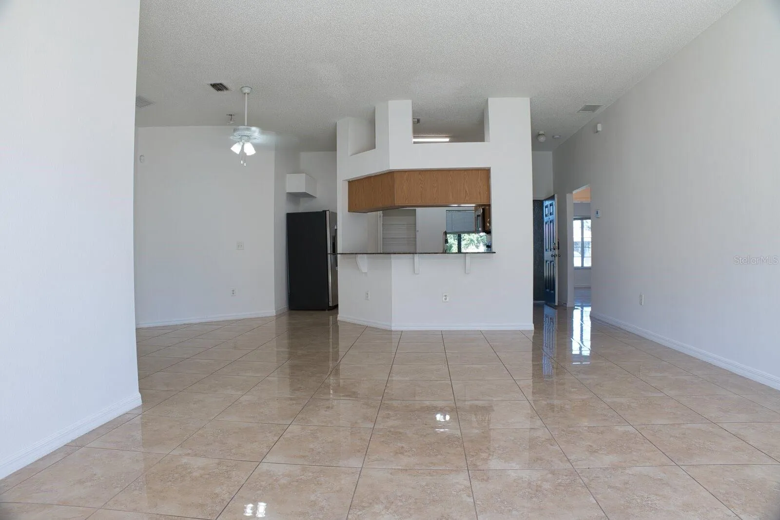 Spacious open-concept living room with a direct view into the kitchen.