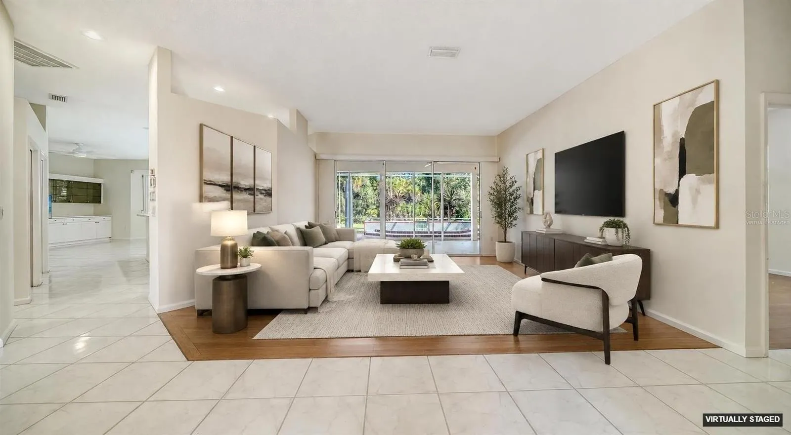 Virtually staged living room