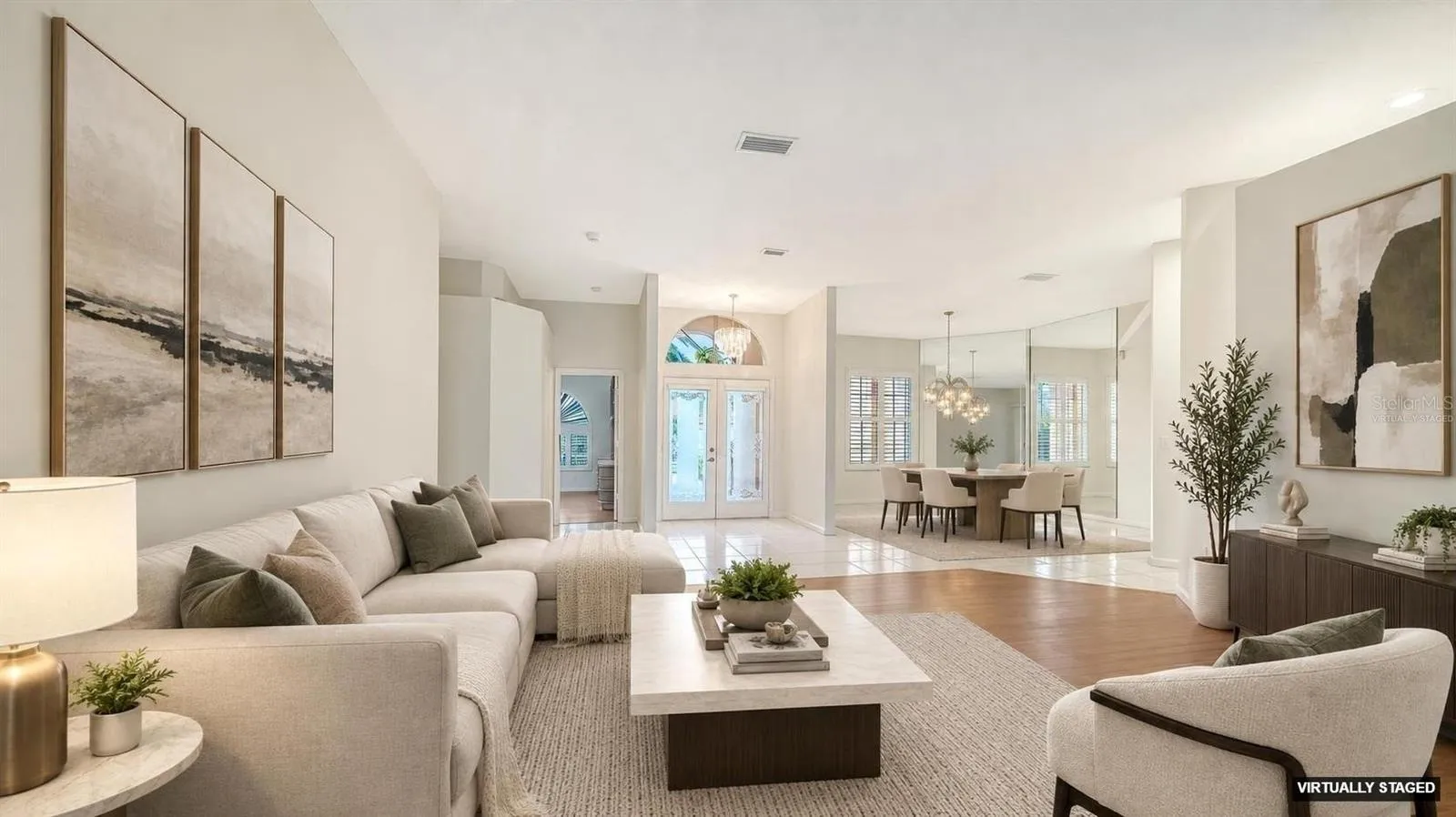 Virtually staged dining room