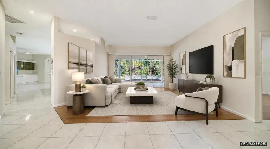 Virtually staged living room