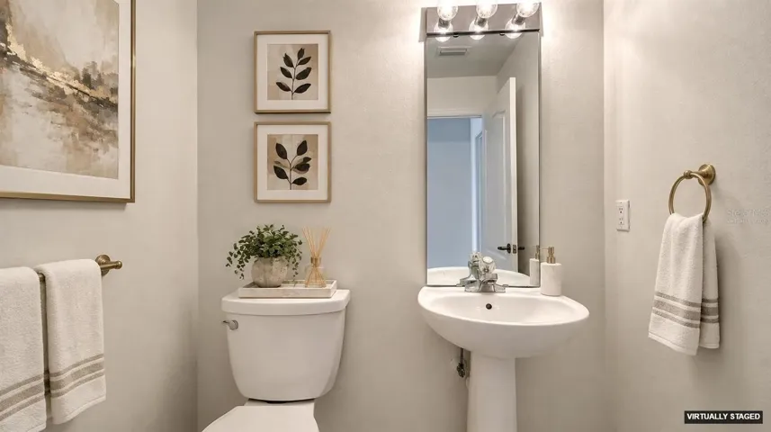 Virtually staged half bath