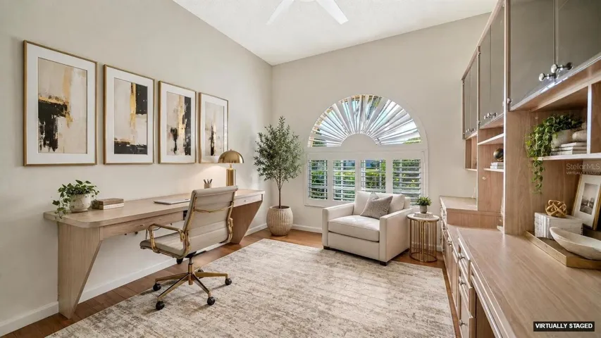 Virtually staged den/office