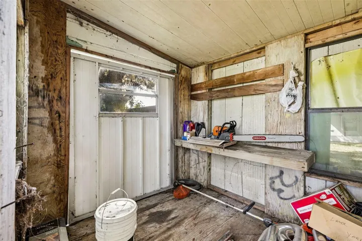 Inside back yard shed