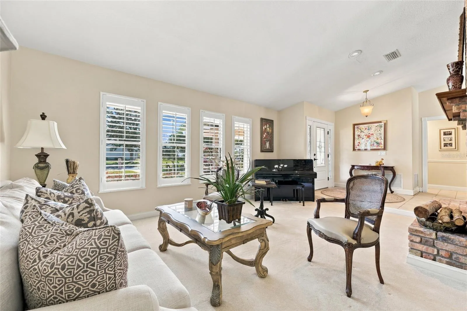 Living Room with plantation shutters