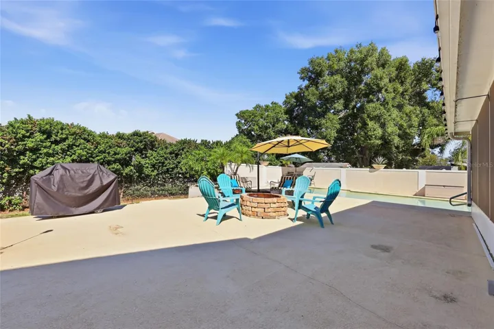 Large deck area with firepit &amp; plenty of seatind area
