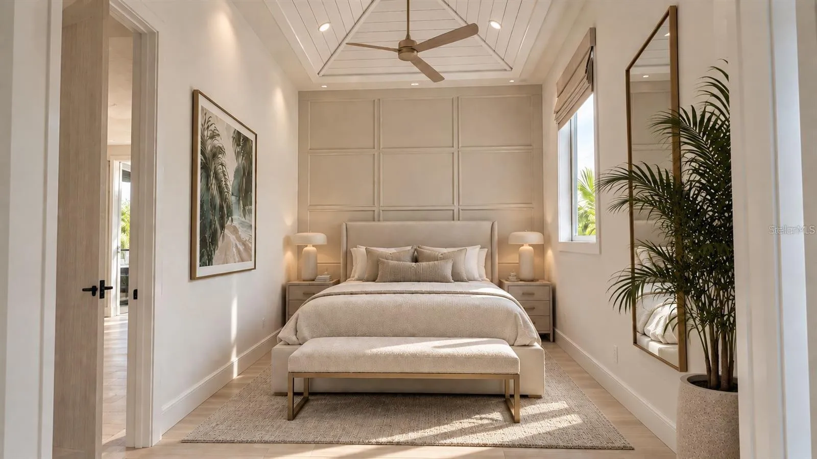 Guest bedroom, with virtual staging.