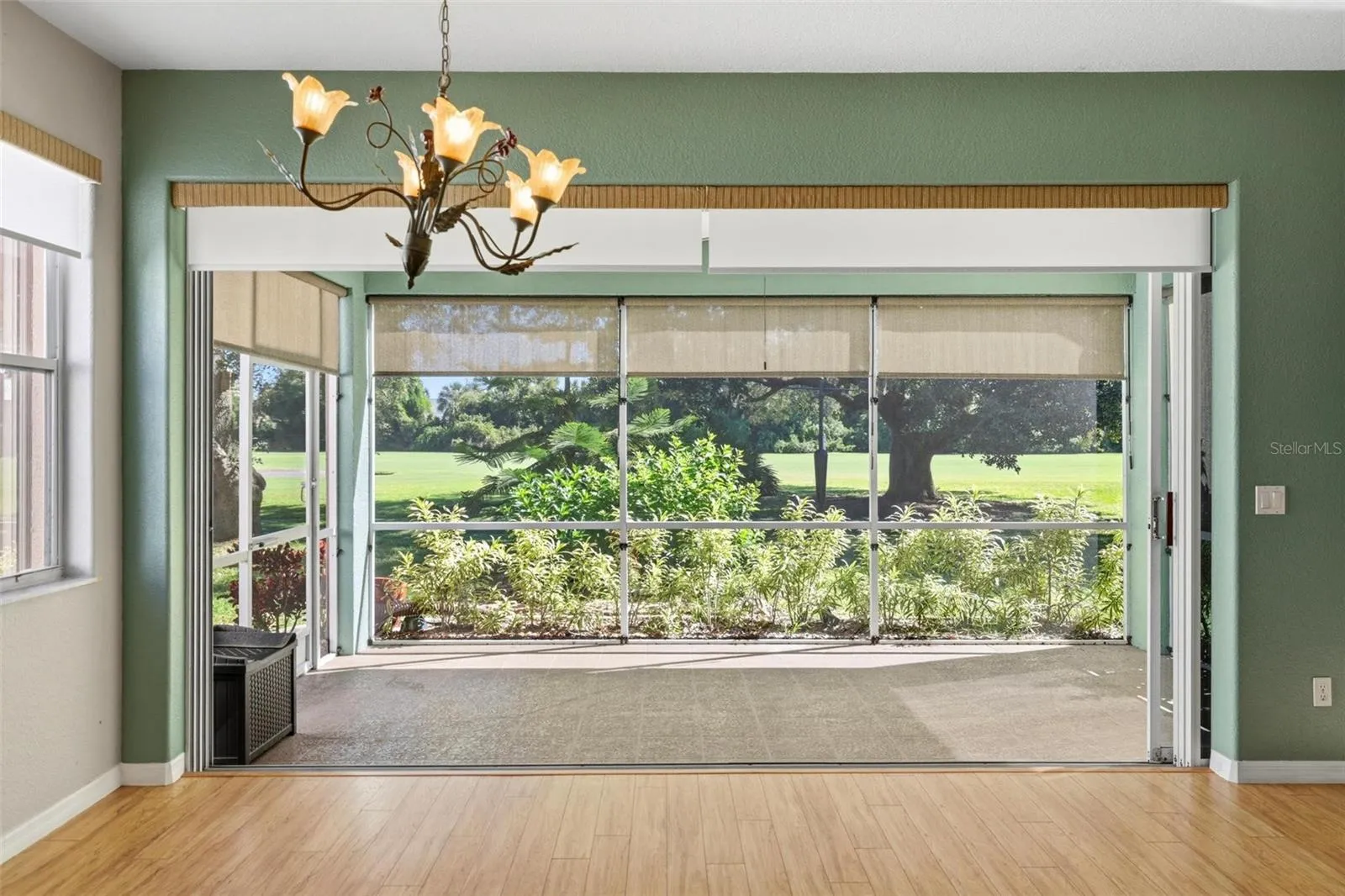 Pocketing sliders open the living area to the lovely lanai