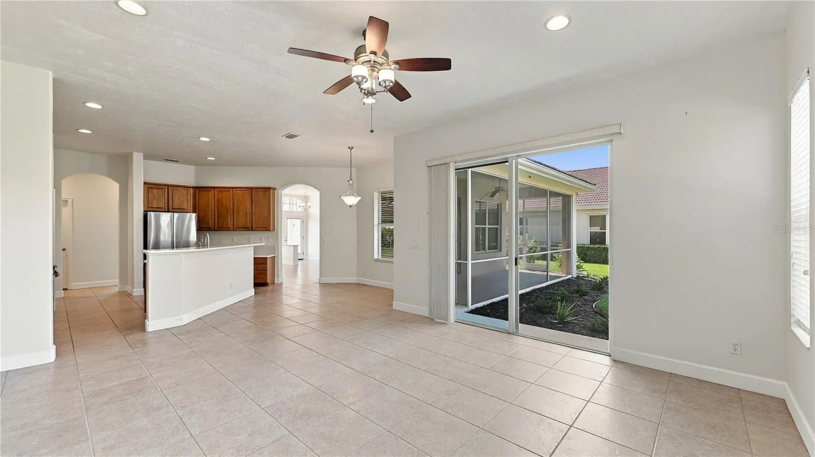 Open Concept: Family Room, Kitchen and Break Area