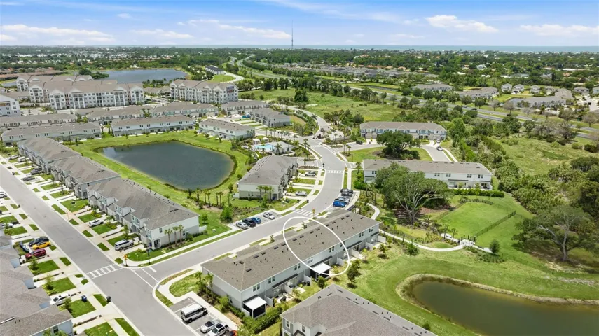 Aerial view, home circled
