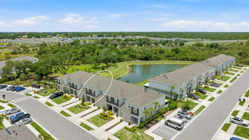 Aerial view, home circled