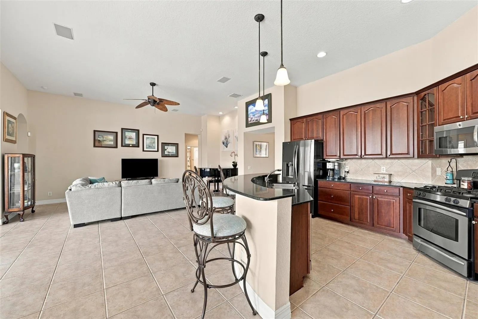 An open floor plan always allows you to be in the middle of the action, even in the kitchen.