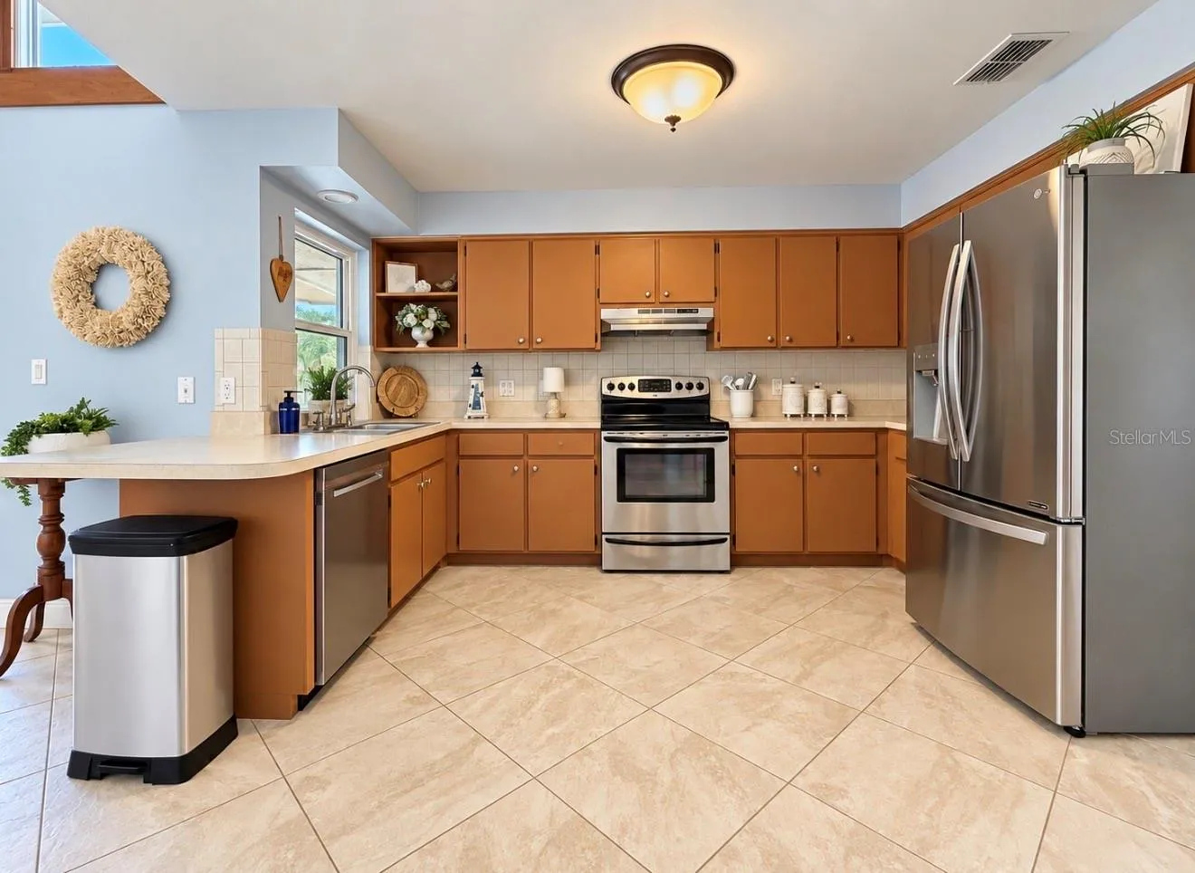 Kitchen with stainless steel appliances