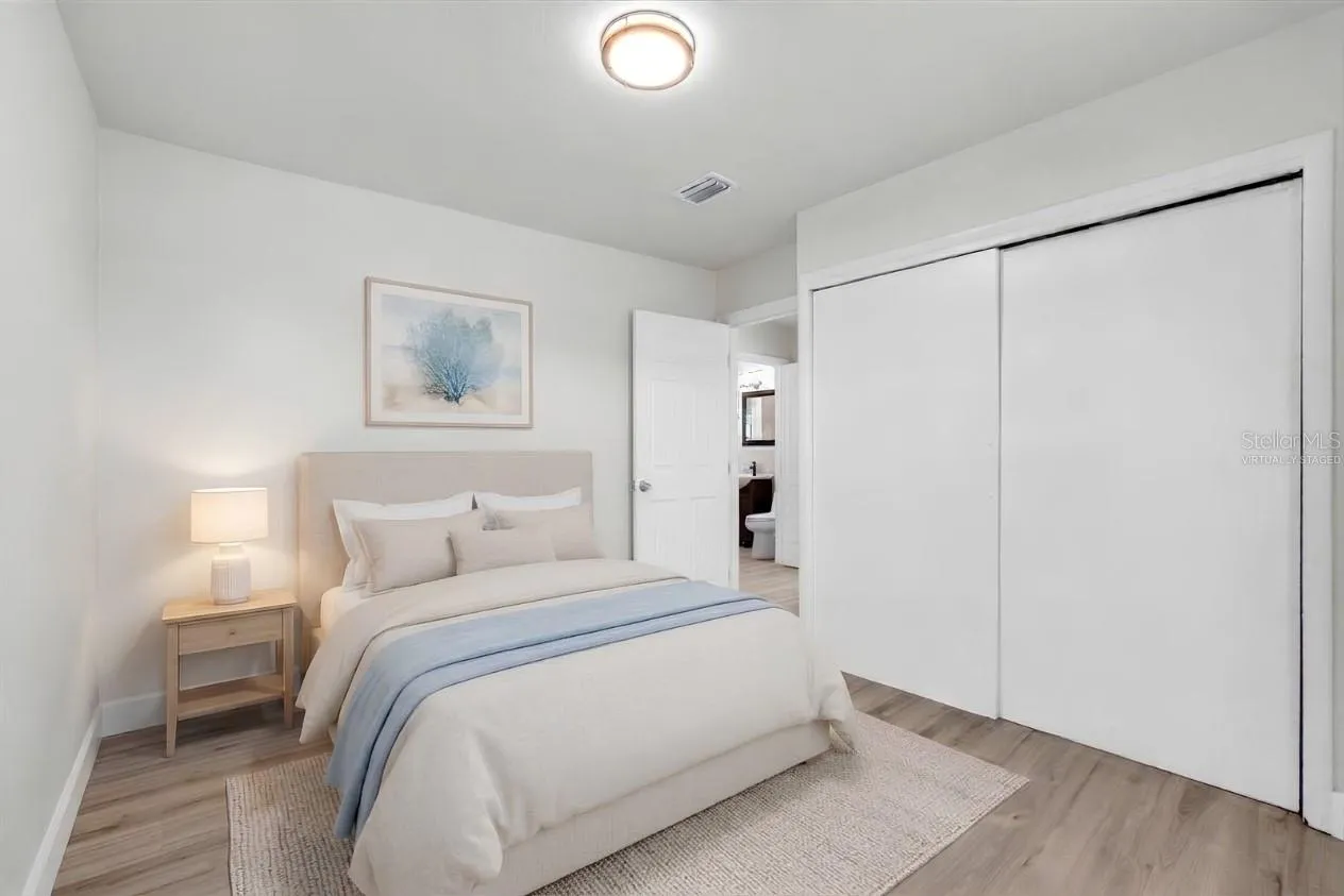 Primary bedroom, virtually staged